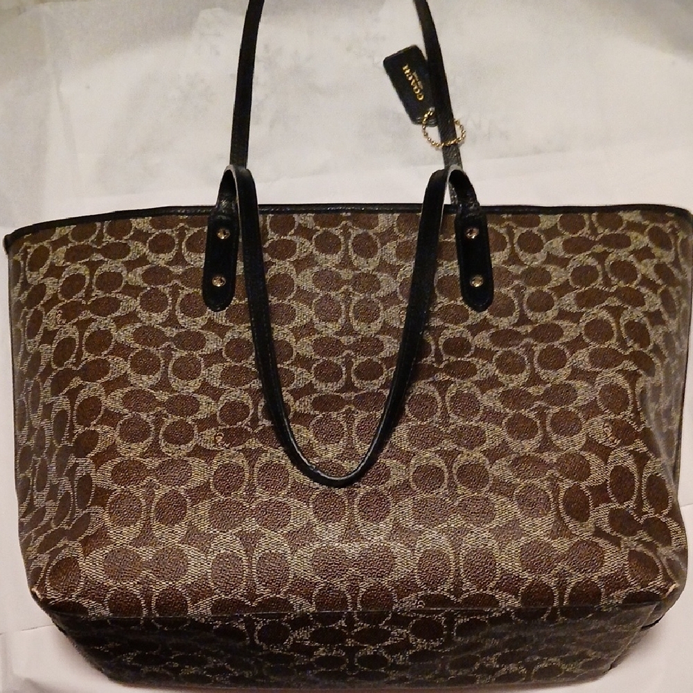 Coach Brown Patterned Tote Handbag - Picture 2 of 9